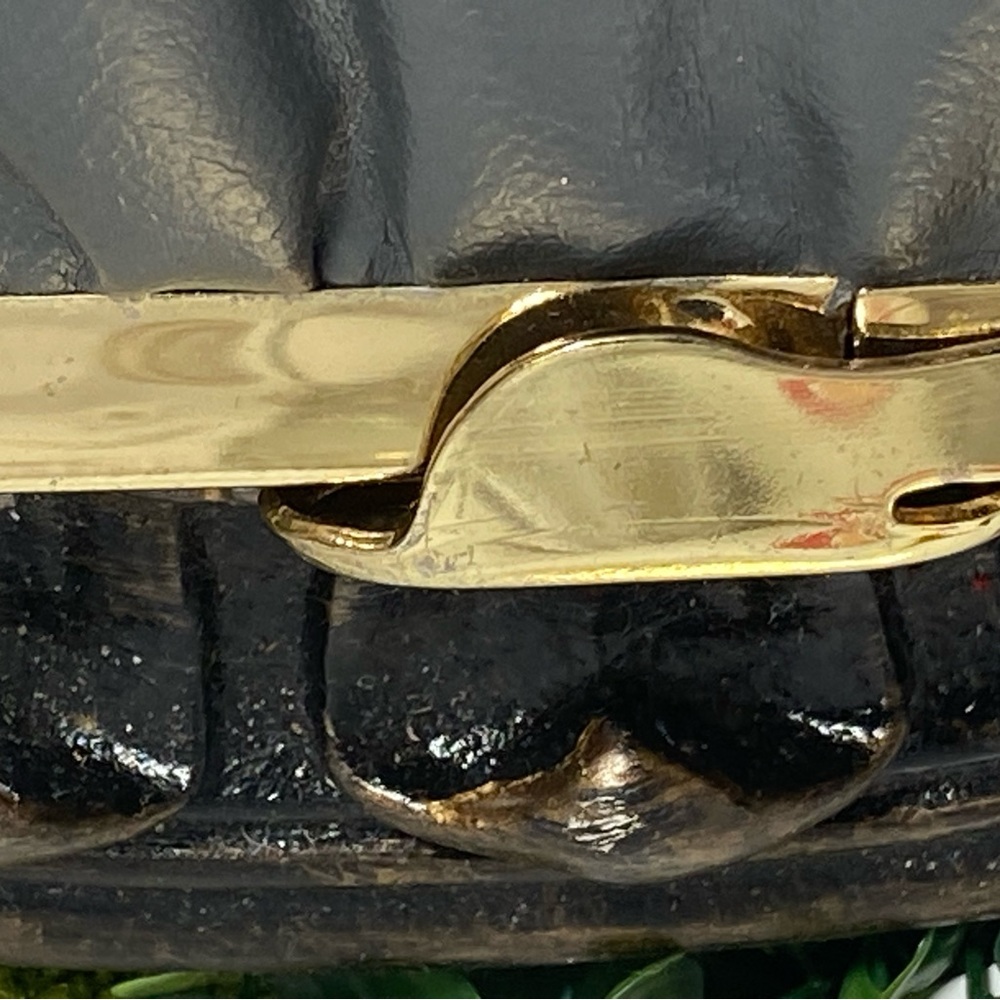 Chic Vintage Gray Leather Clutch with Gold Chain - Picture 7 of 13
